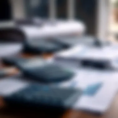 A calculator and financial documents on a desk