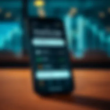 A smartphone displaying a finance app with features for account management