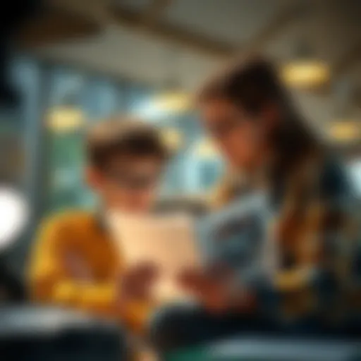 Teenager and Parent Discussing Insurance Choices A teenager reviewing insurance options with a parent