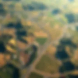 Aerial view of diverse land parcels