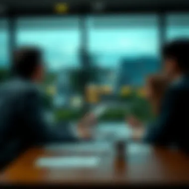 Business meeting discussing land sales
