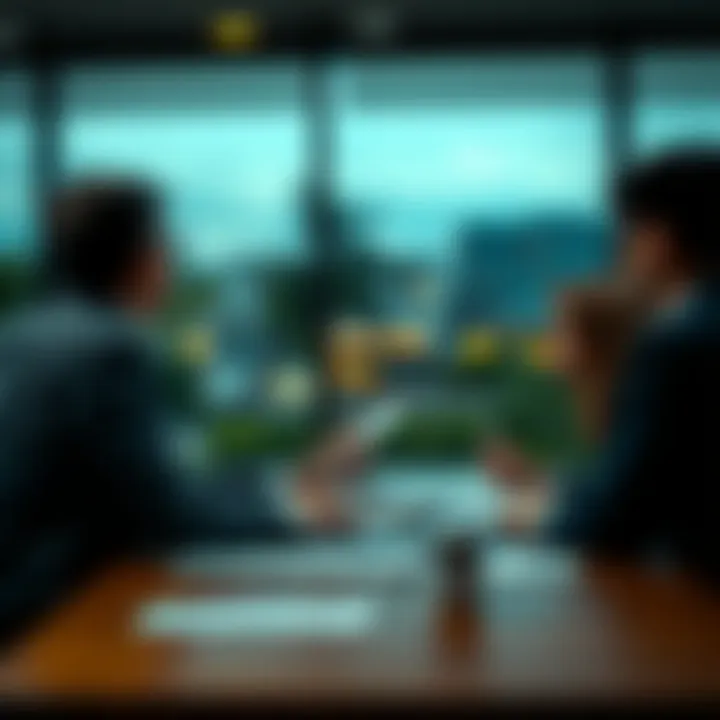 Business meeting discussing land sales