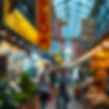 Thriving Small Business Marketplace A vibrant marketplace representing small businesses