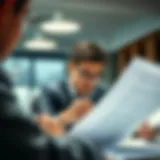 Illustration depicting a person searching through legal documents