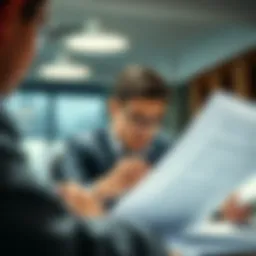 Illustration depicting a person searching through legal documents