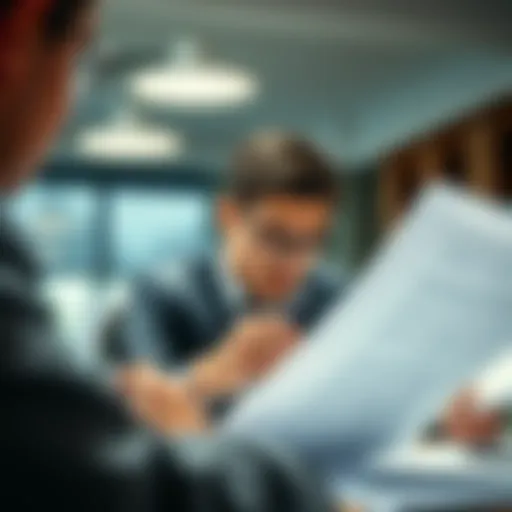 Illustration depicting a person searching through legal documents