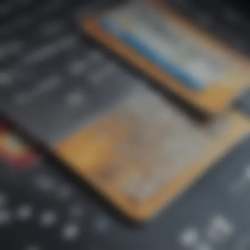 Credit card with bills in the background