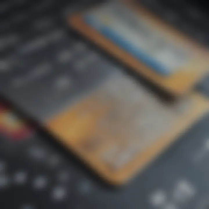 Credit card with bills in the background