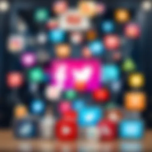 Vibrant social media icons representing various platforms