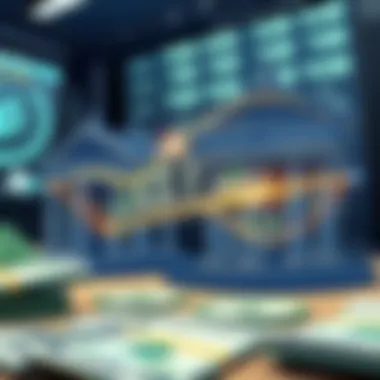 Illustration of money transfer between banks