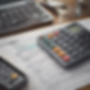 A calculator and financial documents representing budgeting