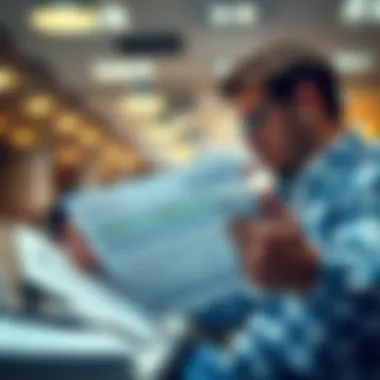 Banking Overview Person reviewing banking documents and statements