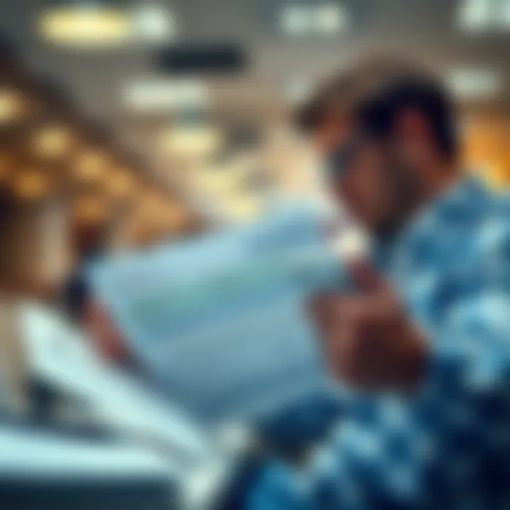 Banking Overview Person reviewing banking documents and statements