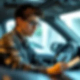 A student reviewing auto insurance options