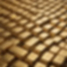 A collection of miniature gold bars displayed elegantly