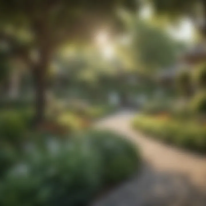 A serene garden area in an assisted living home