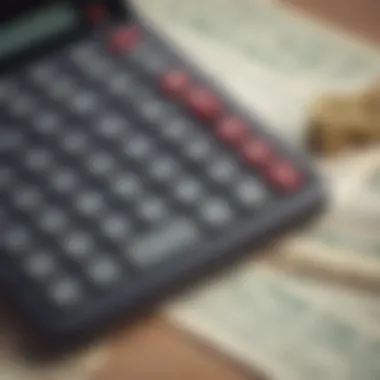 A calculator and financial documents indicating calculations for currency conversion