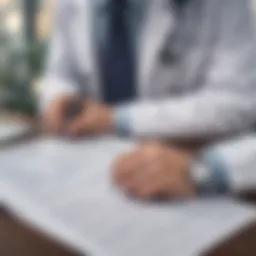 A doctor analyzing insurance documents