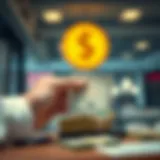 Illustration of a financial transaction related to check cashing